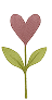 Illustration of a pink heart‑shaped flower with green leaves on a transparent background.