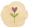 Illustration of heart-shaped flower on a beige watercolor circle